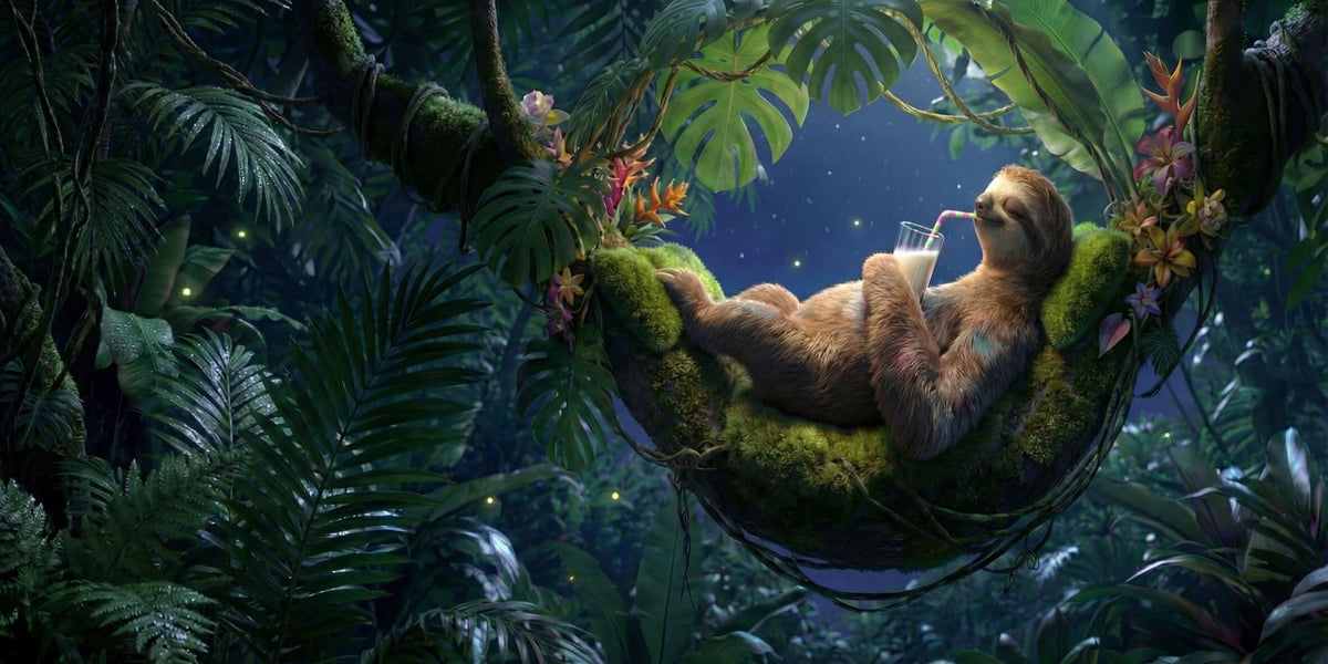 Ilustración de «Incluso los animales van a dormir», escena 9: El perezoso