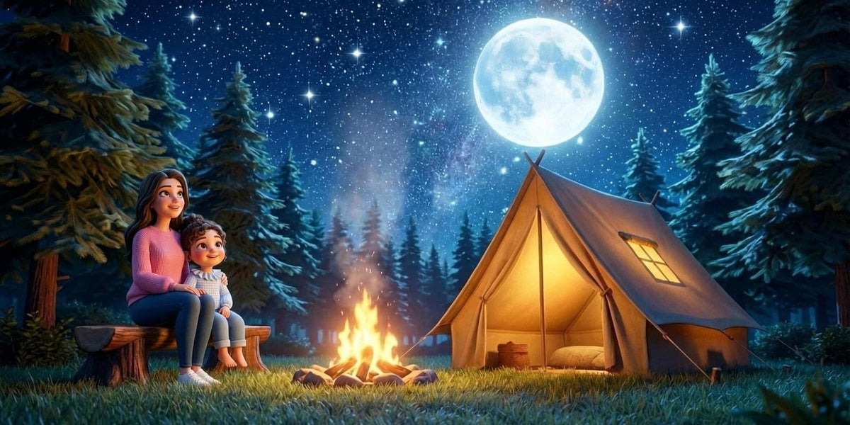 Ilustración de «Siempre serás mi tesoro», escena 12: Acampada bajo las estrellas