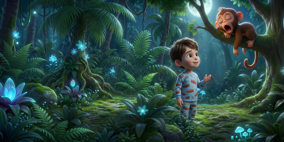 Ilustración de «Incluso los animales van a dormir», escena 3: El mono