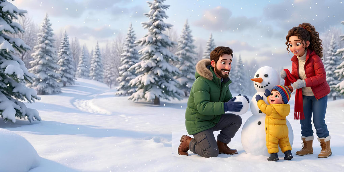 Ilustración de «Siempre serás mi tesoro», escena 7: Un muñeco de nieve
