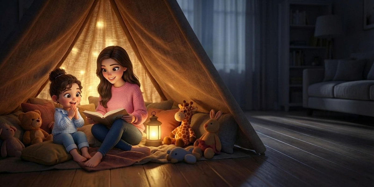 Ilustración de «Siempre serás mi tesoro», escena 8: La cabaña de mantas