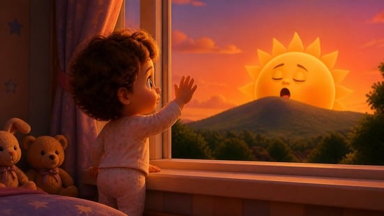 Alba, con su pijama de estrellas, dice adiós al sol, que bosteza mientras se esconde detrás de la montaña