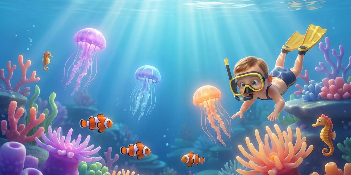 Ilustración de «Bienvenido al mundo», escena 12: El arrecife de coral
