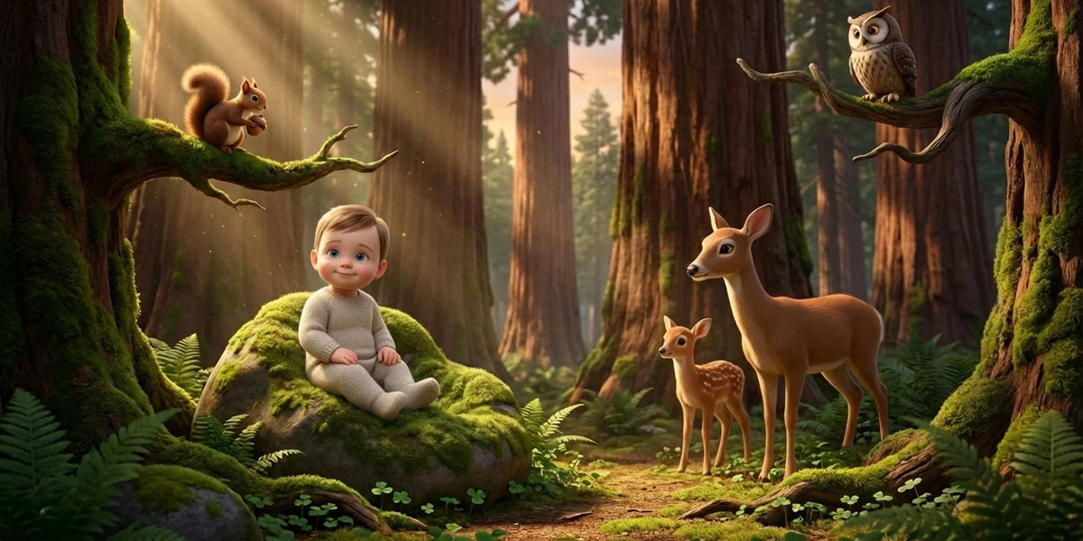 Ilustración de «Bienvenido al mundo», escena 4: Los bosques antiguos